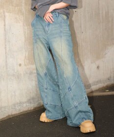 WEGO 【ユニセックス着用ITEM】スウィッチングフレアデニムパンツ