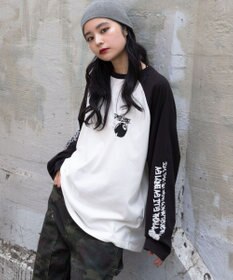 WEGO 【ユニセックス着用ITEM/MLサイズ展開】スリーブロゴグラフィックラグランT（LS）