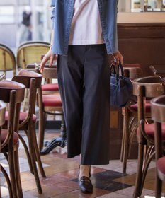 J.PRESS LADIES 【洗える・セットアップ対応】セルロースリネンストレッチ セミワイド パンツ