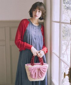 Maison de FLEUR リボンメイズフリルハンドルカゴバッグ