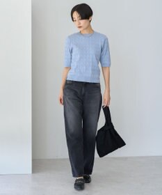 AMERICAN HOLIC ケーブル５分袖ニットプルオーバー