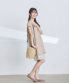 Tiaclasse 【洗える】フレンチスリーブキーネックシャツチュニックブラウス