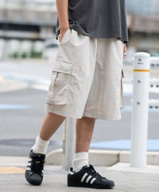 WEGO 【撥水/速乾/ウエストゴム/ユニセックス着用ITEM/MLサイズ展開】ナイロンイージーバギーカーゴショーツ