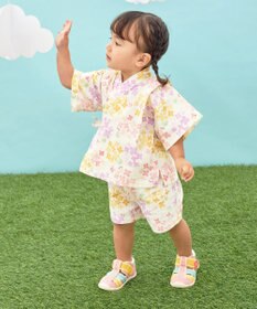 MIKI HOUSE HOT BISCUITS 【80-120cm】総柄 甚平スーツ