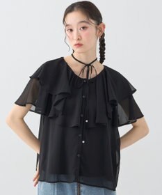 earth music&ecology チョーカー付き楊柳ラッフルブラウス