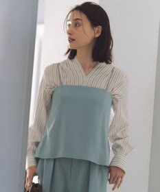 自由区 【セットアップ対応・接触冷感・洗える】リネンライクシンセティックキャミ ビスチェ