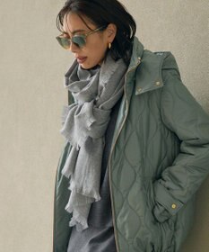 23区 ピュアカシミヤ フリンジ ストール ライトグレー系