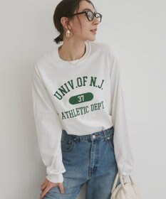 WEGO 【ANGIE VINTAGE】GILDAN カレッジロゴ オーバーサイズ プリント ロンT