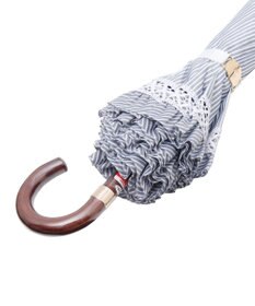 MOONBAT 【遮光/晴雨兼用日傘】POLO RALPH LAUREN（ポロラルフローレン）折りたたみ日傘 ストライプフリル 遮熱 遮光 UV