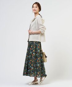 J.PRESS LADIES スパンボタニカル プリント ロング フレア スカート