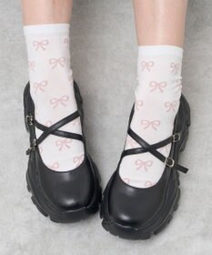 WEGO 総柄リボンクルーソックス