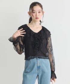 earth music&ecology ＳＥＴ２点ラッフルレースブラウス＋キャミソール