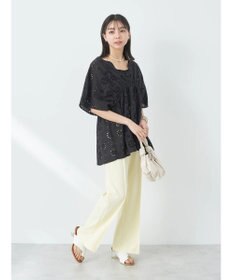 earth music&ecology コットンレースＶネックブラウス