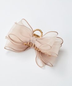 Phoebe ボリュームオーガンジーリボンバンスクリップ　ピンク
