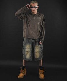 WEGO 【ユニセックス着用ITEM】MA55IVE　コールドダイスウィッチングロゴT（LS）