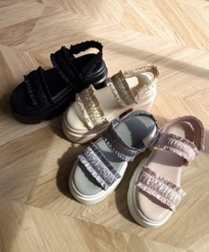 WEGO 厚底フリルギャザーサンダル