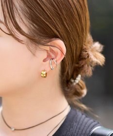 Phoebe 【金属アレルギー対応】ワンタッチワイドフープミニピアス　ゴールド/サージカルステンレス