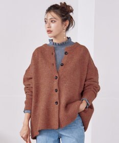 Tiaclasse 【洗える】クルーネックメランジカーディガン