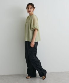 CRAFT STANDARD BOUTIQUE ストライプジャカードパフスリーブブラウス