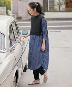 ANY 【洗濯機可・セットアイテム】短丈ベスト×シャツワンピースセット