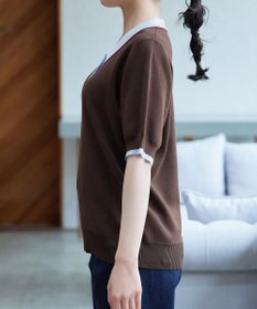 Tiaclasse L 配色ニットポロトップス