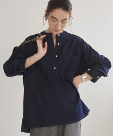 WEGO 【ANGIE VINTAGE】襟が選べる デニム プルオーバー シャツ（バンドカラー/レギュラー）