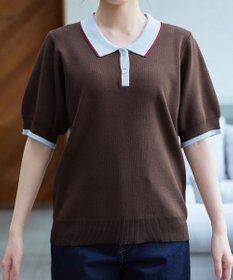 Tiaclasse L 配色ニットポロトップス