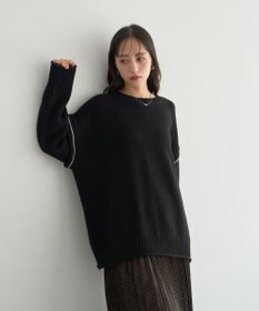 earth music&ecology 【洗濯機洗い可 / 選べる丈】アンチピリングC/A選べる丈配色ニット