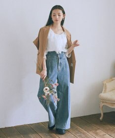 earth music&ecology ＳＥＴ２点ラッフルレースブラウス＋キャミソール