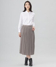 J.PRESS LADIES L 【洗える】マロンサテン ランダムプリーツ スカート