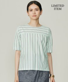 自由区 【WEB限定・洗える】ストライプハイゲージジャージー カットソー