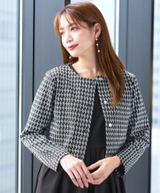 Tiaclasse 【洗える】カットジャガードコンパクトカーディガン