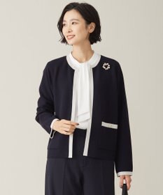 J.PRESS LADIES S 【WEB限定カラーあり・洗える】TRIM RAYON STRETCH カーディガン