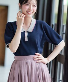 Tiaclasse L 配色ニットポロトップス