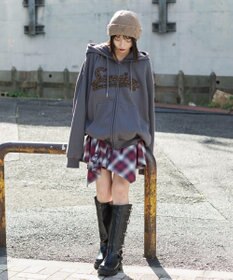 WEGO 【ユニセックス着用ITEM/SMLサイズ展開】レオパードワッペンダブルZIPパーカー