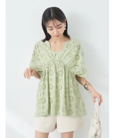 earth music&ecology コットンレースＶネックブラウス