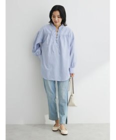 Green Parks ストライプレースアップシャツ