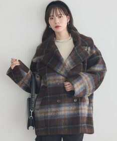 earth music&ecology チェックシャギーコート