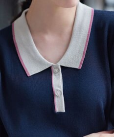 Tiaclasse L 配色ニットポロトップス