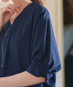 Tiaclasse L 【洗える】ストレッチタフタタックチュニックブラウス