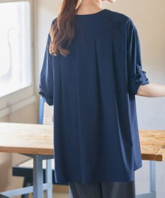 Tiaclasse L 【洗える】ストレッチタフタタックチュニックブラウス