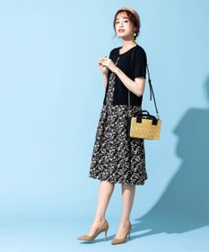 Tiaclasse 【洗える】大人華やかなノースリーブ花柄ワンピース