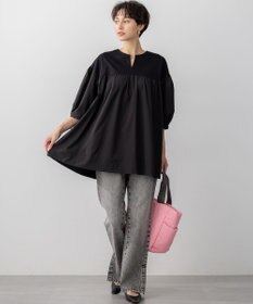 23区 【洗える】シルキータフタコンビ チュニック カットソー