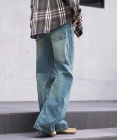 WEGO 【ウエスト調整可/SMLサイズ展開】ローライズカバーフィットフレアデニムパンツ