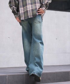 WEGO 【ウエスト調整可/SMLサイズ展開】ローライズカバーフィットフレアデニムパンツ