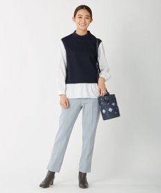J.PRESS LADIES 【洗える】40/2NEWESTバックピーチ テーパード パンツ