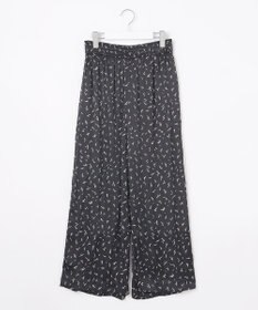 自由区 【WEB限定・ウエストゴム・長さ調整可・洗える・XSサイズあり】ビンテージサテンプリント柄 ワイドパンツ