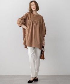 23区 【洗える】シルキータフタコンビ チュニック カットソー