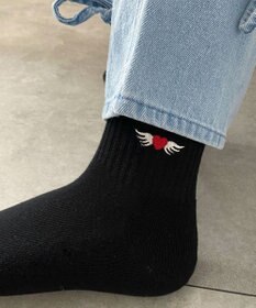 WEGO モチーフ刺繍アンクル底パイルソックス