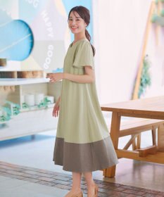 Tiaclasse 【洗える】 配色Aラインサックワンピース